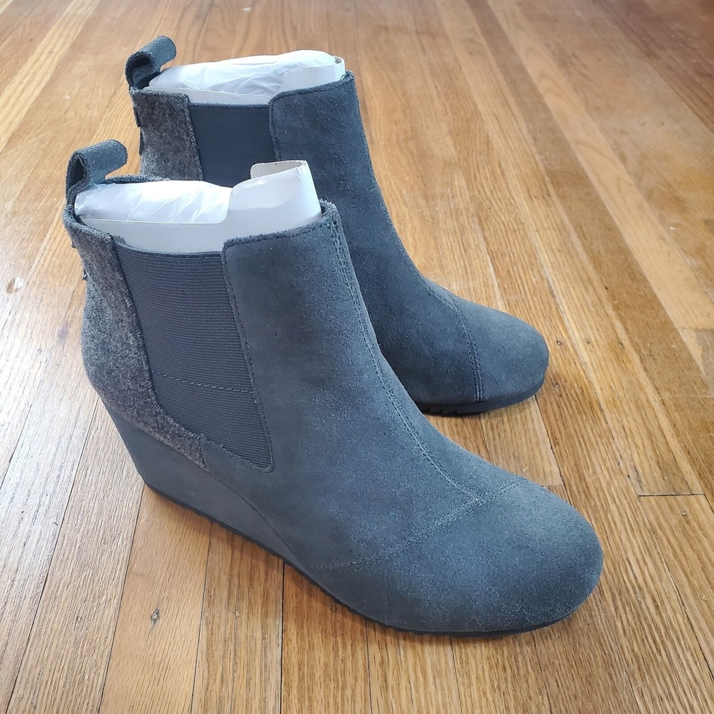 Toms Bailey Wedges Womens Sz 10 Wedge Bootie Slip On Gray